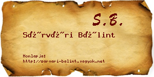 Sárvári Bálint névjegykártya